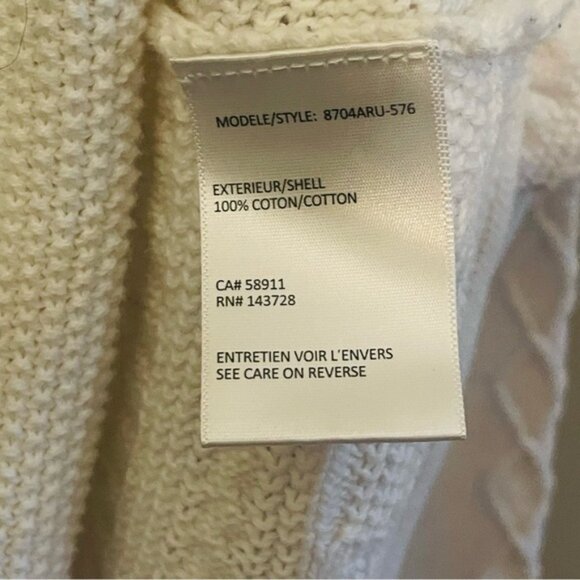 Tribal Ivory Cable Knit Scoop Neck Tunic 100% Cotton Sweater - Picture 9 of 14